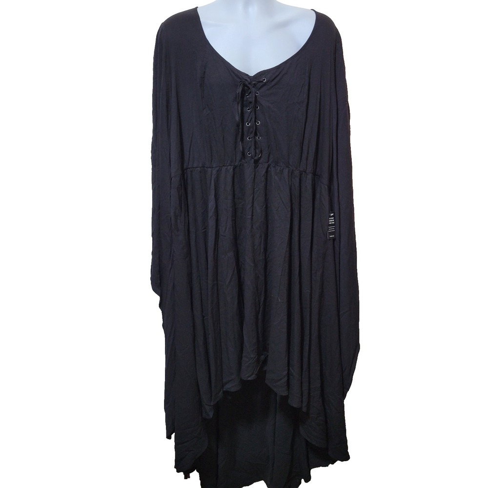 Torrid Halloween Witch Dress Hilo Lace Up Black COSPLAY NWT 5X BIG Bell Sleeves
